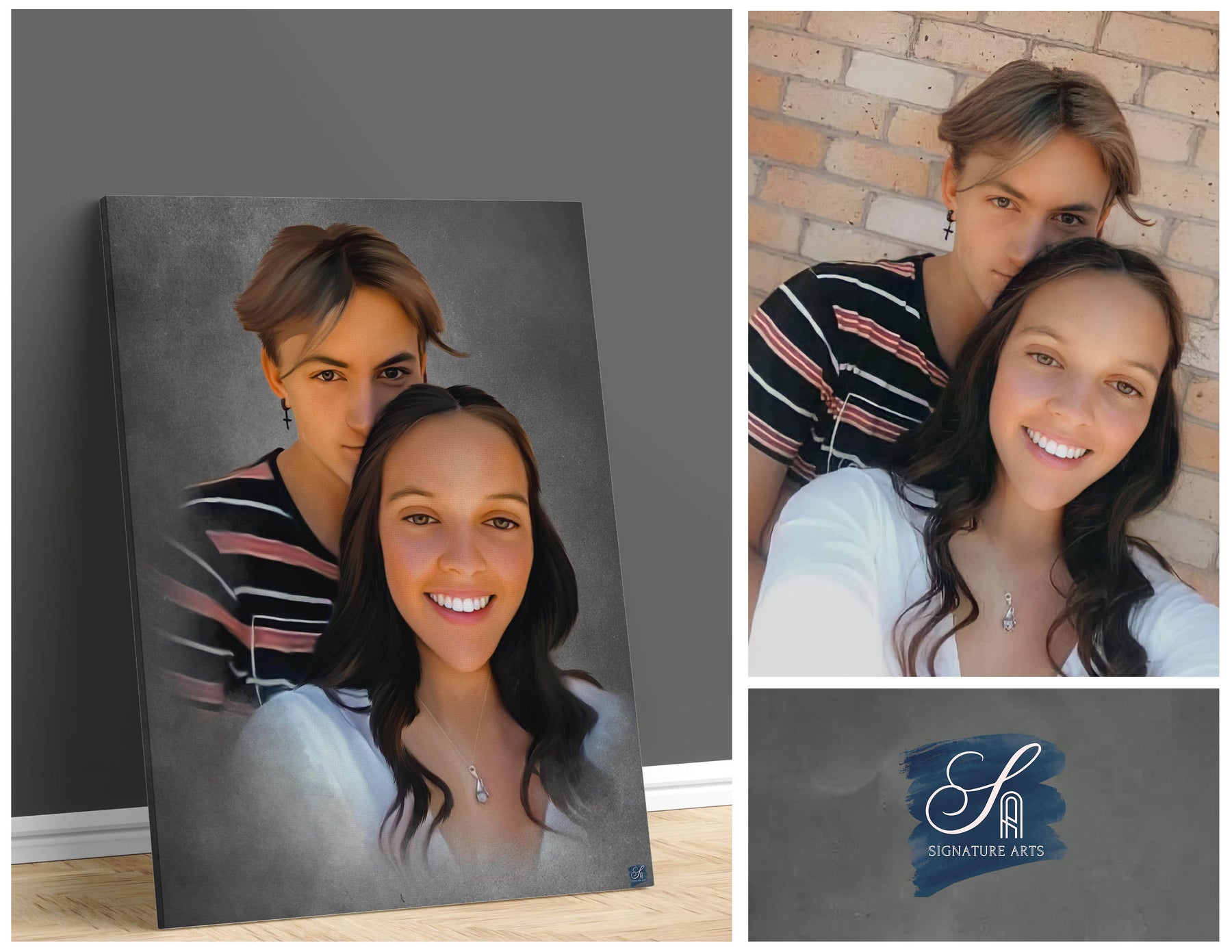 Custom Digital Painting Portrait- Family Portrait - Couple Painting Anniversary Gift- Custom Painting On Canvas Signature Arts