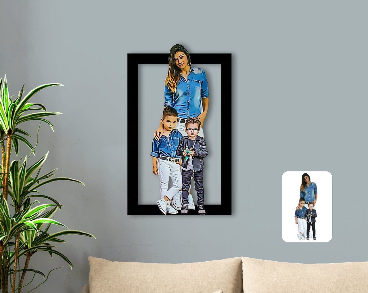 Hand-Made Personalized Family Caricature- 3D Wooden Artwork Signature Arts